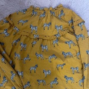 Botique Anthropologie Giraffee Animal Print Blouse Long Sleeve Large Bohemian